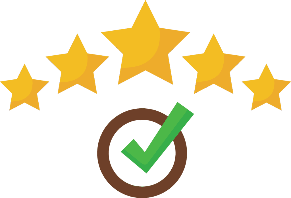 Sure! Here's the alt text:Five stars and a check mark, symbolizing self-reflection, emotional growth, and personal validation. You're doing great!